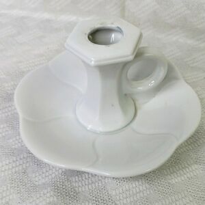 White Schmid design porcelain chamber stick candle holder